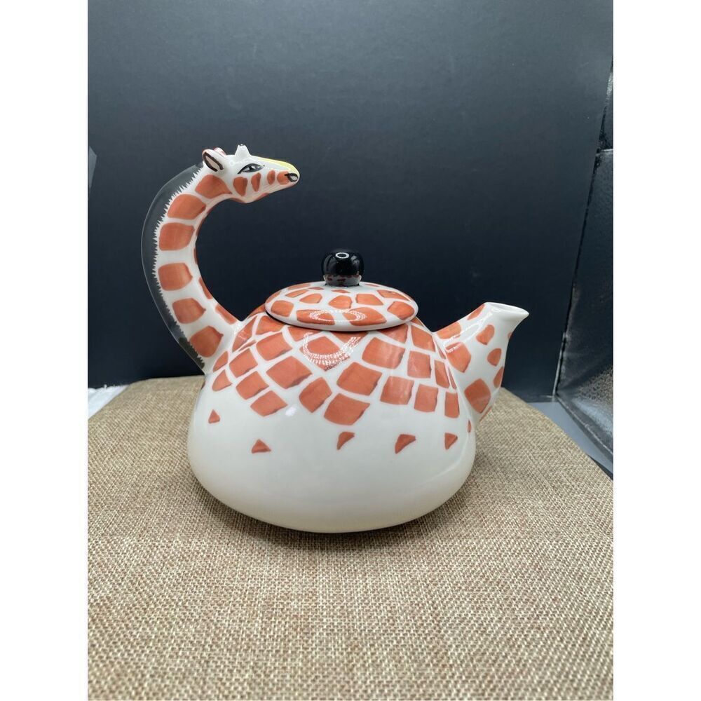 Vintage Pier 1 Imports Giraffe Teapot| 16 oz Hand Painted Unused